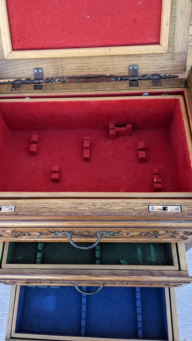 SMALL CARVED LOUIS XV OAK SILVER CHEST