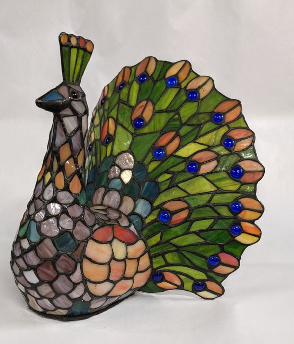 STAINED GLASS PEACOCK FIGURE