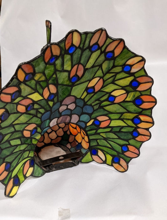 STAINED GLASS PEACOCK FIGURE