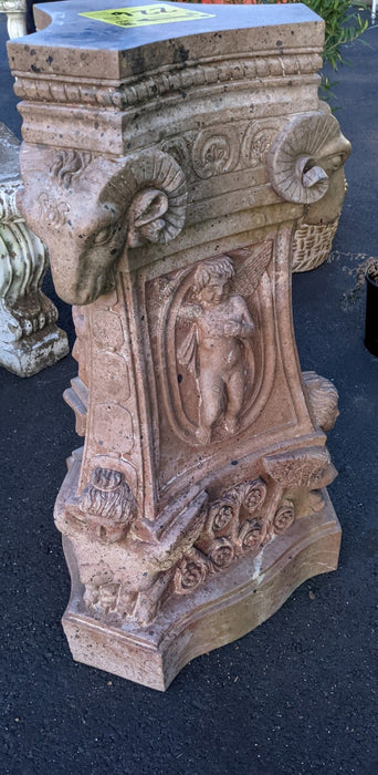 WINGED FIGURE MARBLE PUTTI PEDESTAL