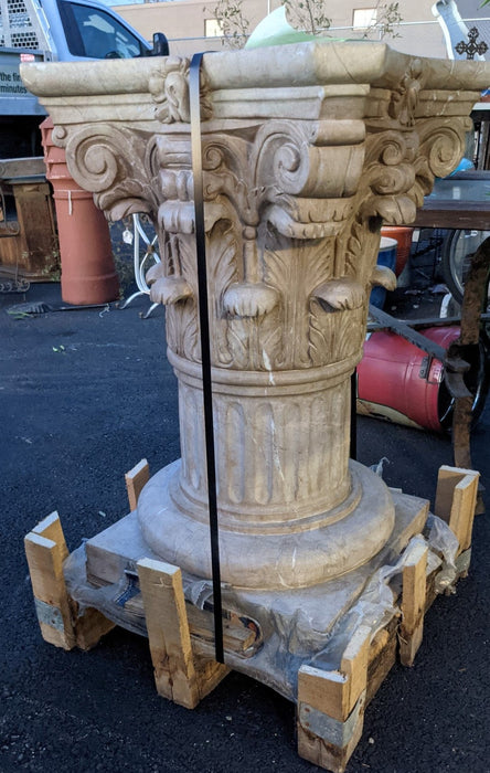 CORINTHIAN BROWN MARBLE COLUMN PEDESTAL