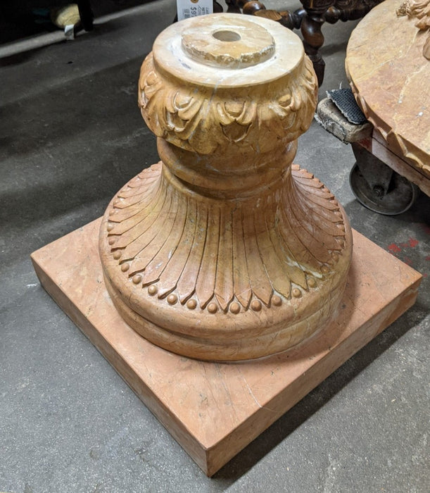 AS IS MARBLE URN WITH CARVED CHERUB