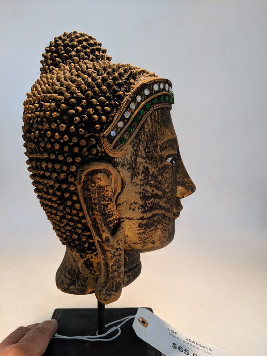 NEPALESE  BUDDHA HEAD ON STAND