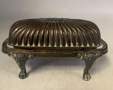 SILVER PLATE FOOTED BUTTER DISH