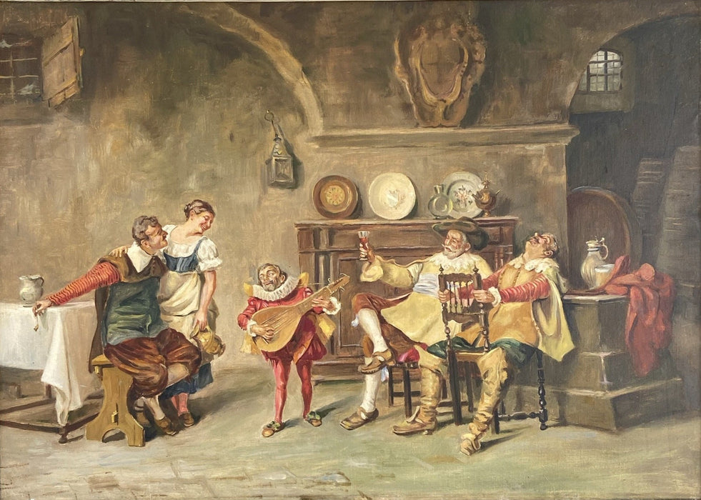 ITALIAN SALON PAINTING WITH LUTE PLAYER