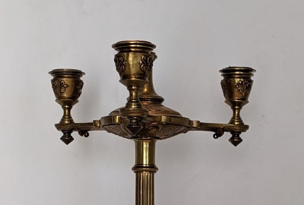 3 LEG AND 3 LIGHT EMPIRE STYLE BRASS CANDLE STAND