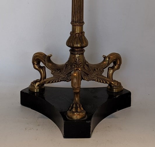 3 LEG AND 3 LIGHT EMPIRE STYLE BRASS CANDLE STAND