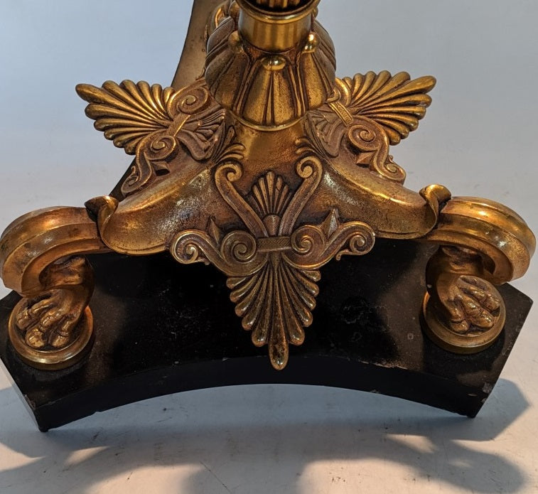 3 LEG AND 3 LIGHT EMPIRE STYLE BRASS CANDLE STAND