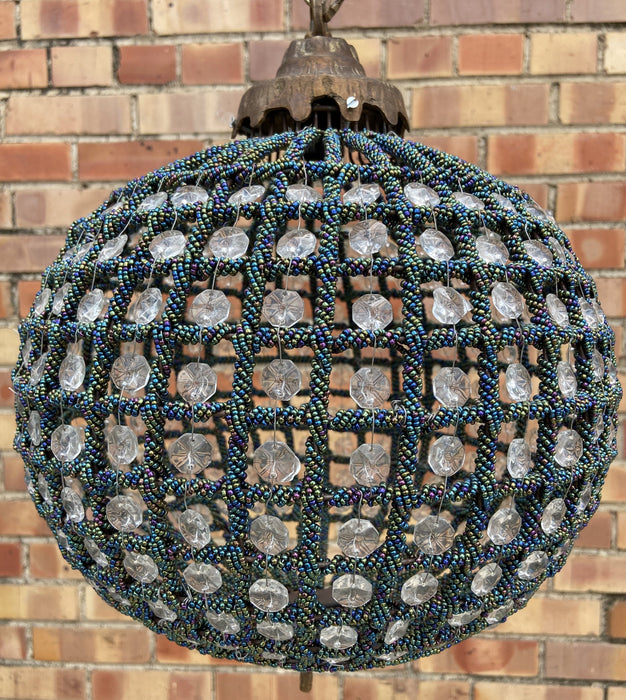 BLUE COLORED BEADED BALL LIGHT FIXTURE