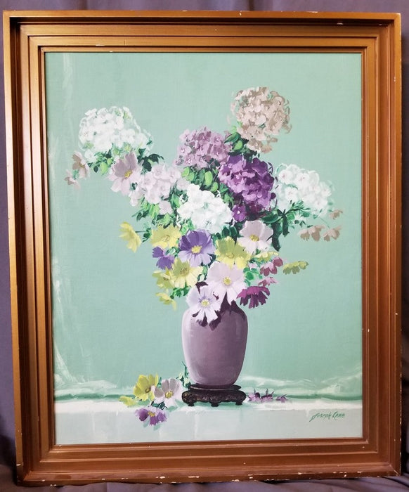 MID CENTURY FLORAL STILL LIFE OIL PAINTING BY FRANK LANE