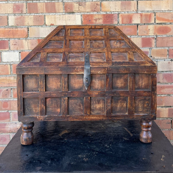 LARGE ARCHED TOP INDIAN BOX - AS FOUND