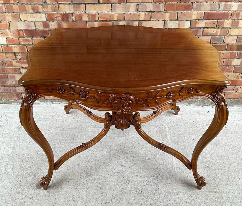 LARGE LOUIS XV MAHOGANY CENTER TABLE