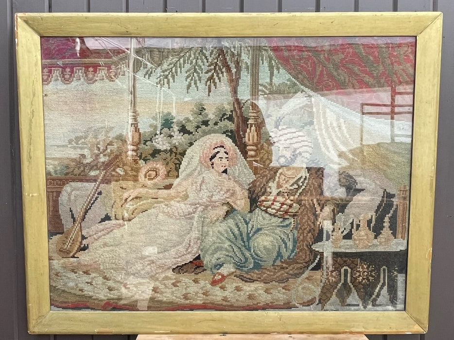 ENCHANTING SULTAN AND CONSORT NEEDLEPOINT TAPESTRY