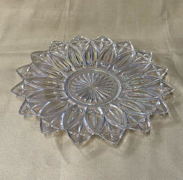 LARGE PRESSED GLASS IRIDESCENT PLATE