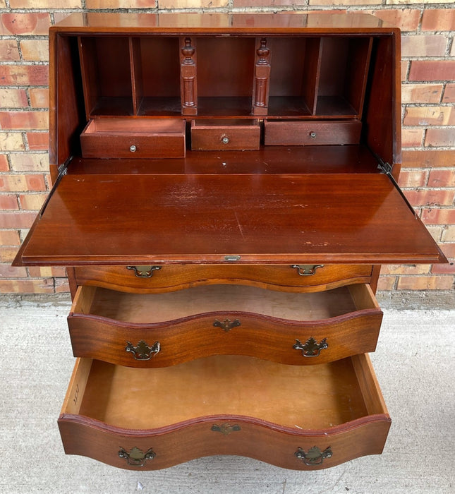 DROP FRONT MAHOGANY DESK WITH CLAW FEET