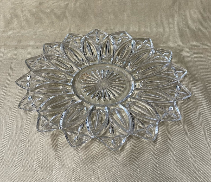 LARGE PRESSED GLASS CLEAR PLATE