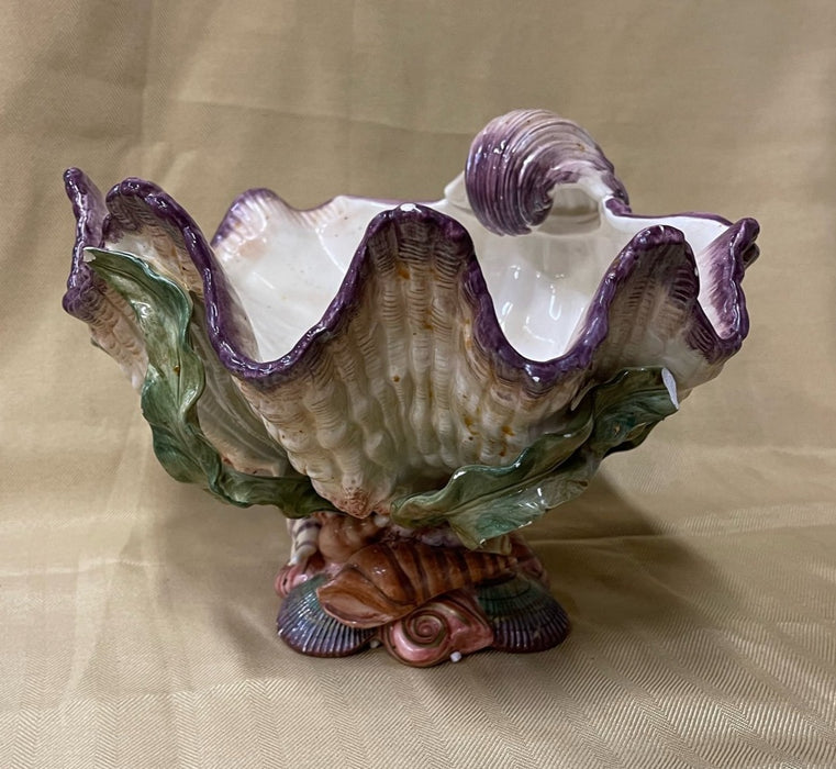 FITZ AND FLOYD CLAMSHELL COMPOTE AS IS