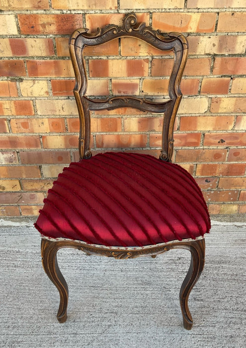 LOUIS XV BOUDOIR CHAIR WITH RED UPHOLSTERY
