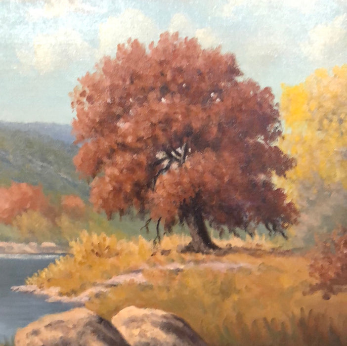 LARGE AUTUMN LANDSCAPE OIL PAINTING SIGNED R. KELLY