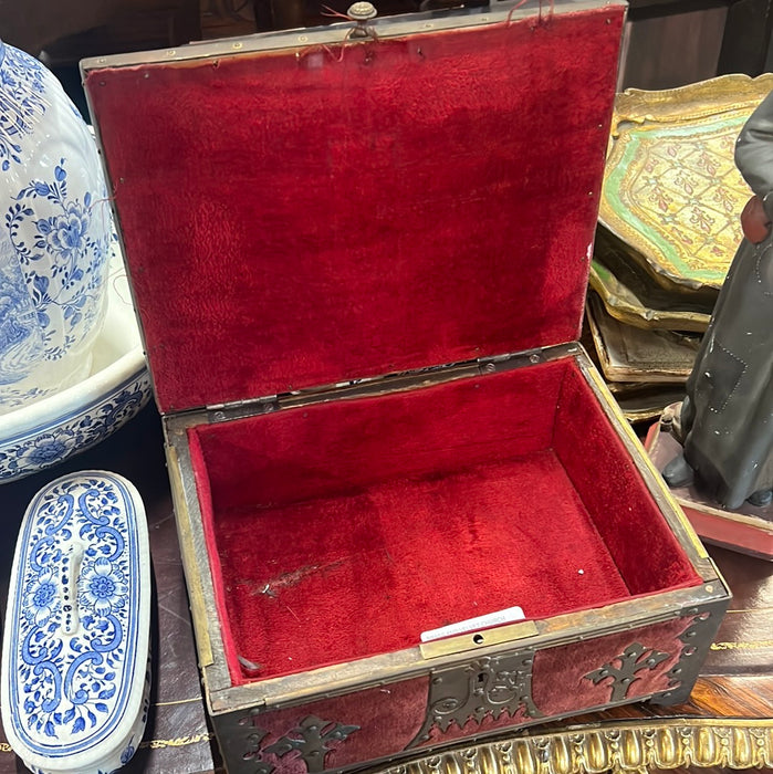 BRASS AND VELVET CHURCH BOX