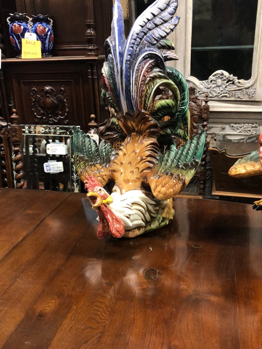 PAIR OF ITALAIN GLAZED POTTERY ROOSTERS
