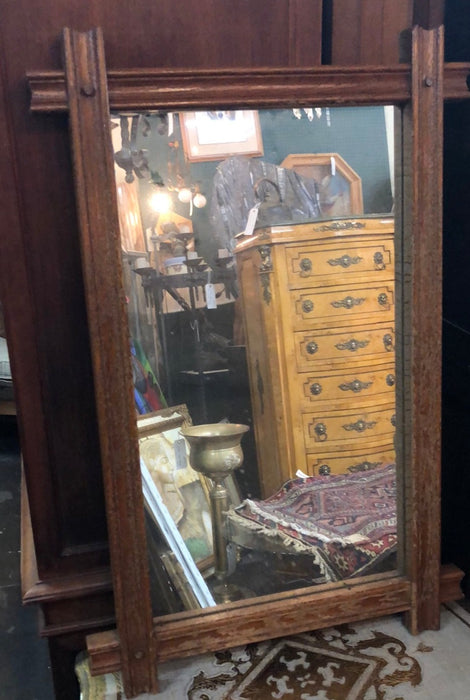 LARGE OAK ARTS AND CRAFTS MIRROR