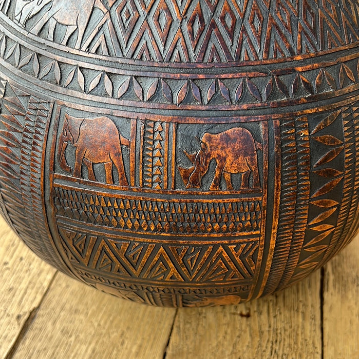 CARVED GOURD WITH ANIMALS