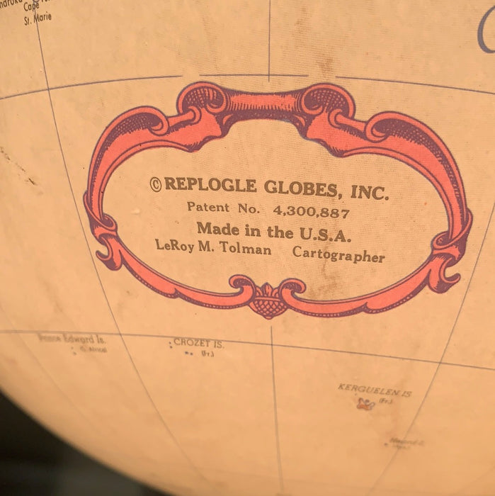 REPLOGLE LIGHT UP FLOOR GLOBE ON TRIPOD BASE