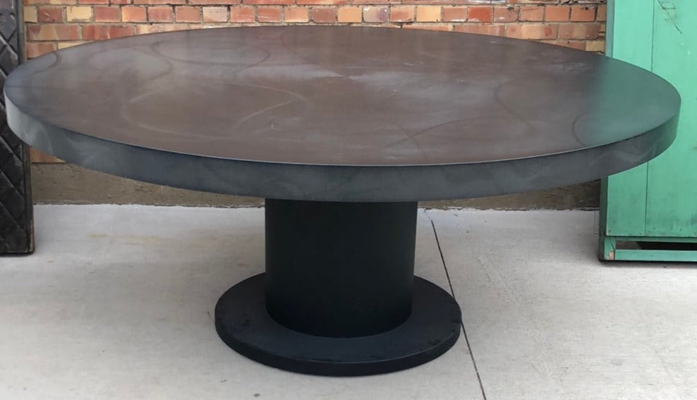 LARGE ROUND METAL DINING TABLE