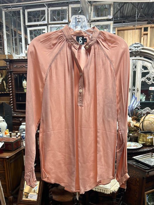 PINK SILK LONG SLEEVE BLOUSE
