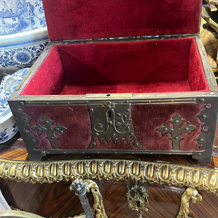 BRASS AND VELVET CHURCH BOX