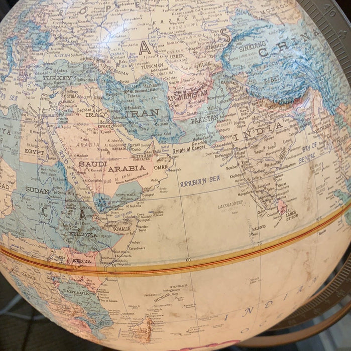 REPLOGLE LIGHT UP FLOOR GLOBE ON TRIPOD BASE