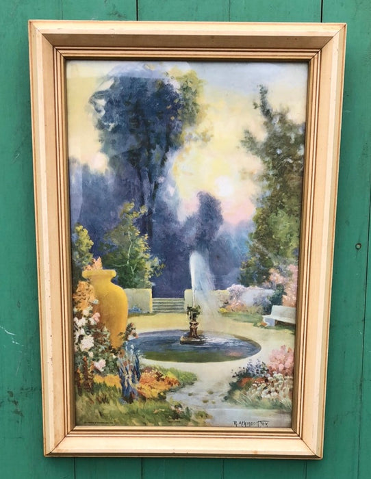 VERTICAL PRINT OF A FOUNTAIN BY R, ARKINSON FOX