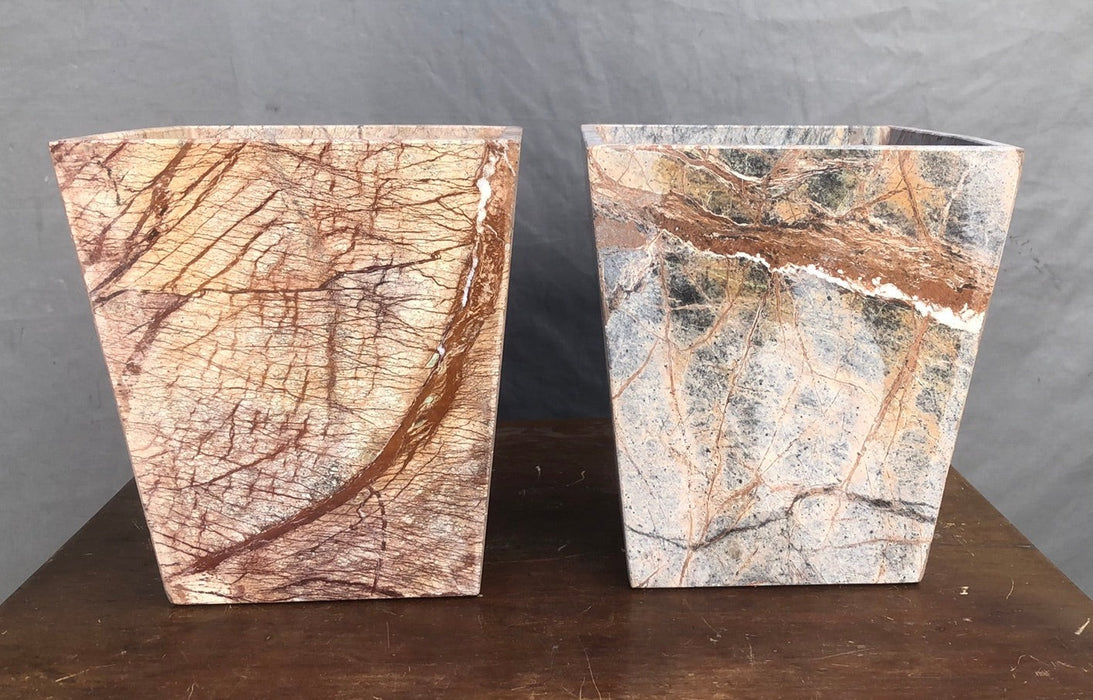 PAIR OF SMALL MARBLE PLANTERS