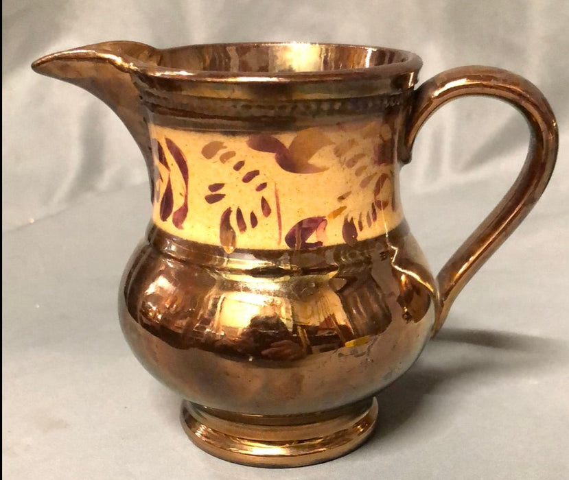 COPPER LUSTER PITCHER WITH ORANGE BAND