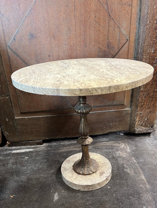 ITALIAN STYLE MARBLE AND BRASS TABORET