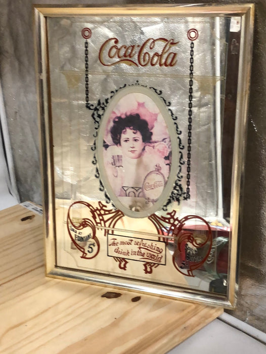 COCA-COLA MIRROR WITH YOUNG GIRL IN CENTER