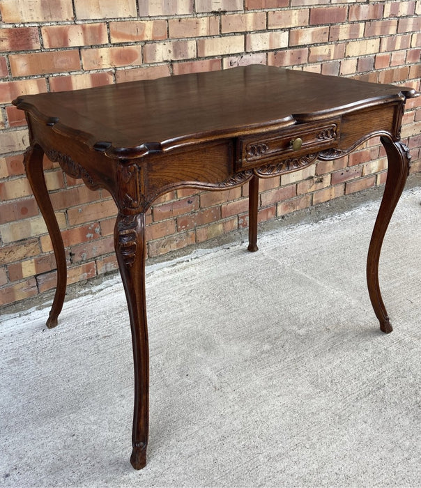 19TH CENTURY LOUIS XV OAK WRITING TABLE WITH HOOF FEET