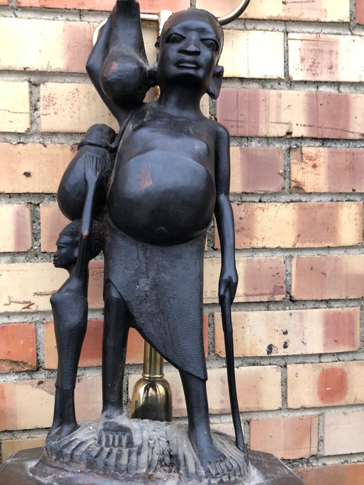 LARGE CARVED AFRICAN FIGURAL LAMP