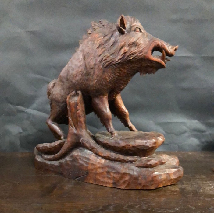 FABULOUS CARVED WOOD BOAR