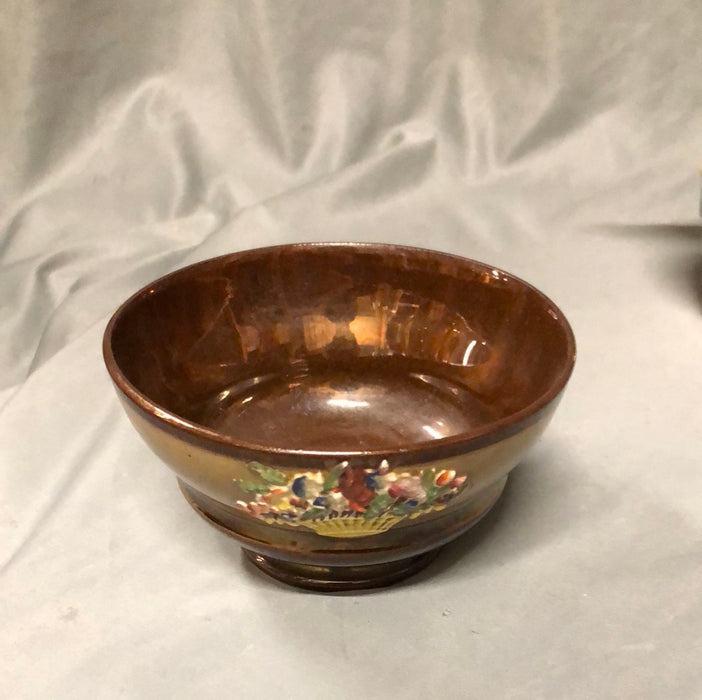 SMALL COPPER LUSTER BOWL WITH FLOWERS