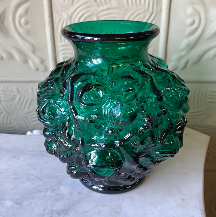 EMERALD GREEN CHUNKY GREEN GLASS VASE