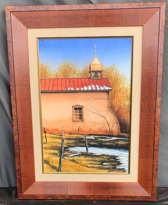 NEW MEXICO CHURCH SCENE SIGNED HWS