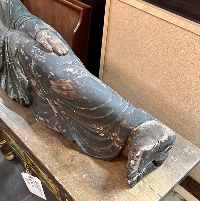 LARGE WOODEN RECLINING BUDDHA