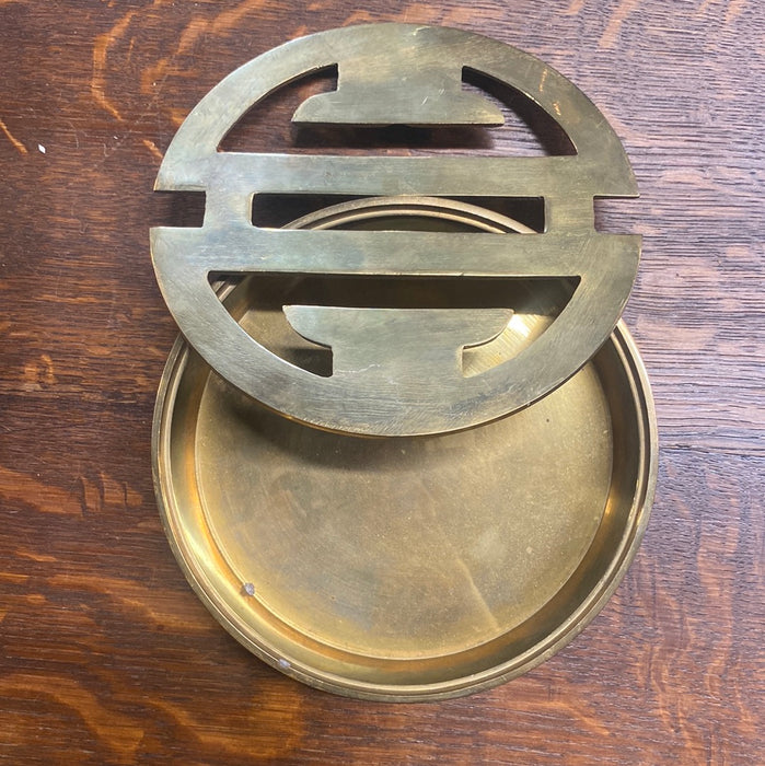 ROUND ASIAN BRASS INCENSE HOLDER