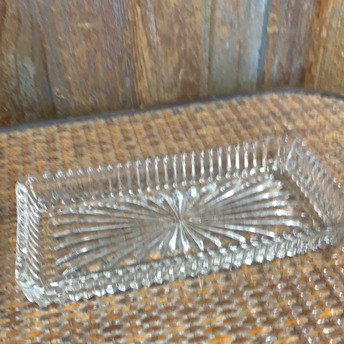 SMALL RECTANGULAR CLEAR PRESSED GLASS DISH