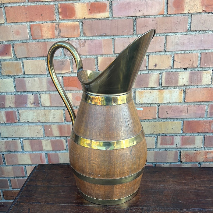 OAK AND BRASS UMBRELLA HOLDER (PITCHER)