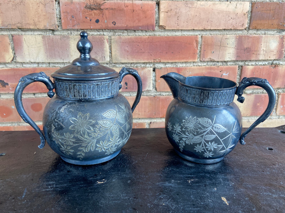 PAIR OF SILVER PLATE ROCKFORD CO. CREAM AND SUGARS