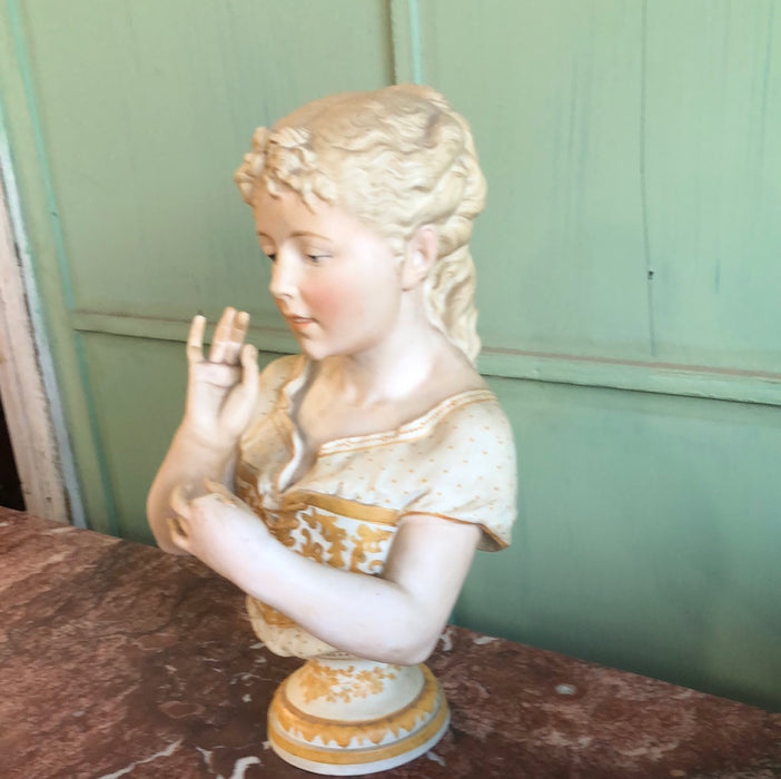 BISQUE BUST OF GIRL AS FOUND