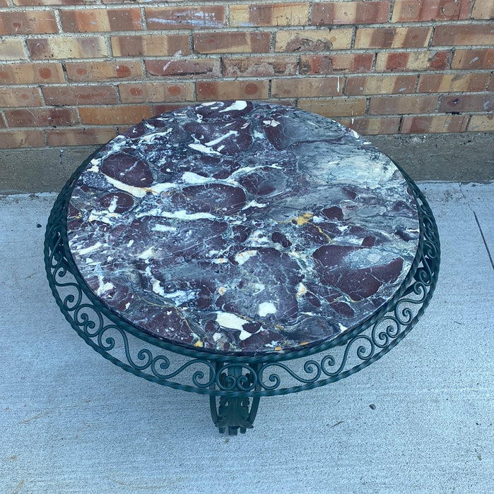 ROUND IRON MARBLE TOP TABLE